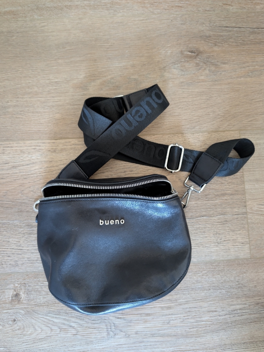 Bueno Black Crossbody Sling with Branded Strap